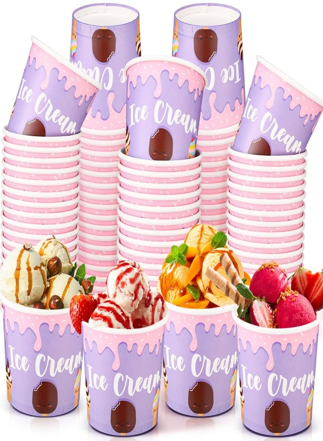 SiliFine 120 Pack 12oz Paper Ice Cream Cups Disposable Dessert Bowls Ice Cream Containers Sundae Bowls Dessert Yogurt Party Supplies Treat Bowl for Summer Holiday Bar - Image 1